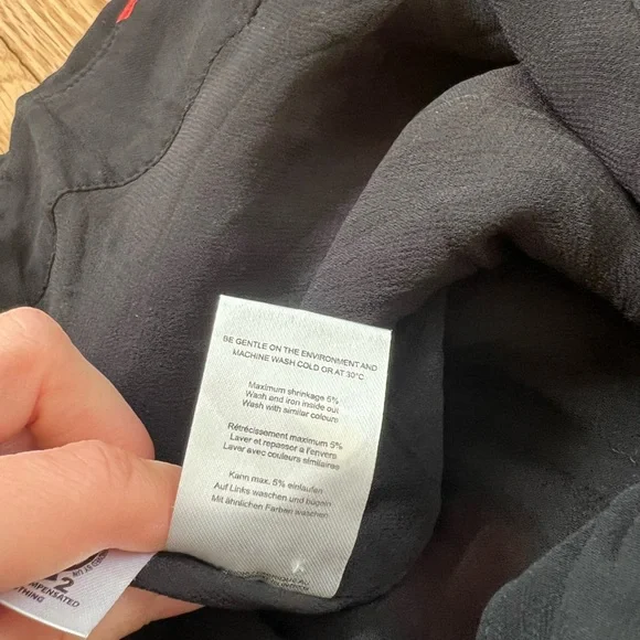 Ganni lorita georgette floral maxi dress 3/4 sleeve black, white and red flowers - Picture 12 of 13